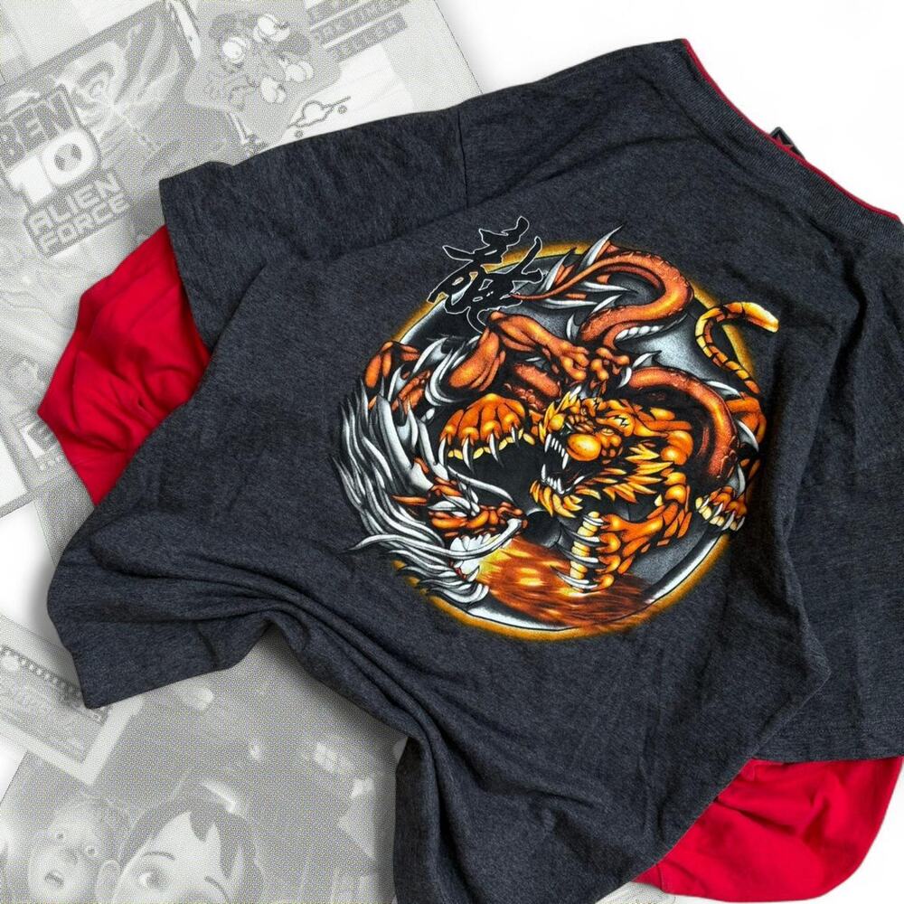 Y2K Top Heavy Puff‎ Print Layered Long sleeve Graphic Tee